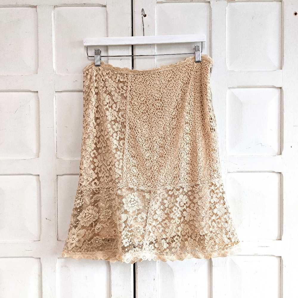 moschino cheap and chic lace patchwork skirt sz10